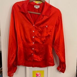 Christian Dior Vintage Silk Button Down Red, US 4
